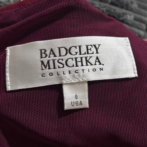 BADGLEY MISHKA Wine Red Rutched Bodycon Dress - Picture 11 of 14